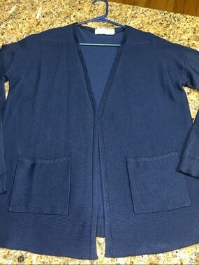Time and Tru Navy Open-Front Cardigan